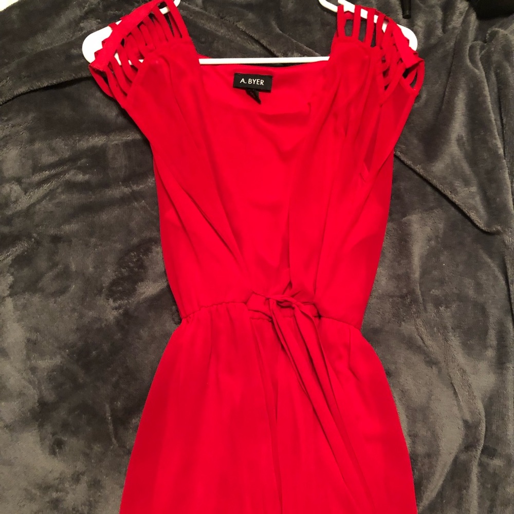 Red flowy dress